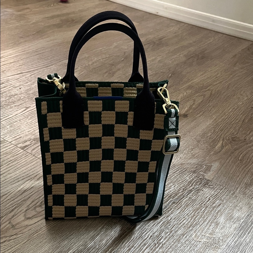 Rothy's Green and Cream Checkered Crossbody Bag